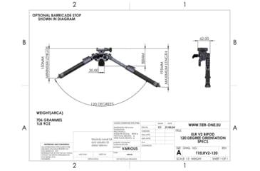 Image of Tier One ELR V2 Competition Bipod - QD Picatinny Tilt Only, Black, T1ELRBIPODQDT
