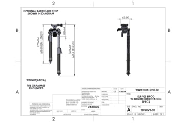 Image of Tier One ELR V2 Competition Bipod - QD Picatinny Tilt Only, Black, T1ELRBIPODQDT
