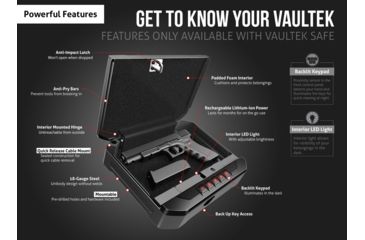 Image of Vaultek Safe Essential Series VE10 Safe, Black, VE10-BK