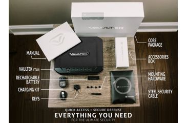 Image of Vaultek Safe VT10i Biometric Bluetooth Smart Safe w/ Auto-Open Lid, Rechargeable Battery, Black, VT10i-BK
