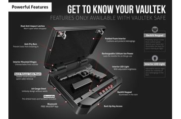 Image of Vaultek Safe VT20 Bluetooth Pistol Vault, Black, VT20-BK