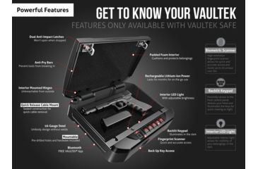 Image of Vaultek Safe VT20i Biometric Bluetooth Pistol Vault, Black, VT20i-BK