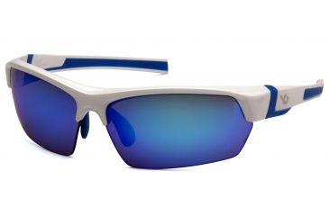 Image of Venture Gear Tensaw Shooting Glasses, White/Blue Frame, Ice Blue Mirror Anti-Fog Lens, VGSWB365T