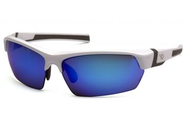 Image of Venture Gear Tensaw Shooting Glasses, White/Gray Frame, Ice Blue Mirror Anti-Fog Lens, VGSW365T