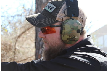 Image of Walkers Razor Slim Shooter Folding Electronic Ear Muff, 23 dB NRR, Multicam Camo/Tan, GWP-RSEM-MCC