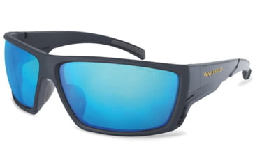 Image of War Bird Fusillade Glasses, Navy Frame/Smoke Lens/Ice Blue Shield, EYFUNYSMIBR