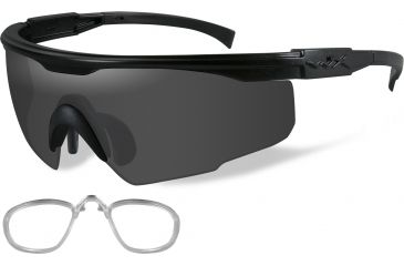 Image of Wiley X PT-1 Sunglasses - Matte Black Frame w/ 2 Lens Package (Smoke Grey, Clear) w/ RX Insert PT-1SCRX