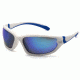 Venture Gear Ocoee Shooting Glasses, Ice Blue Mirror Anti-Fog Lens, White Frame VGSW165T