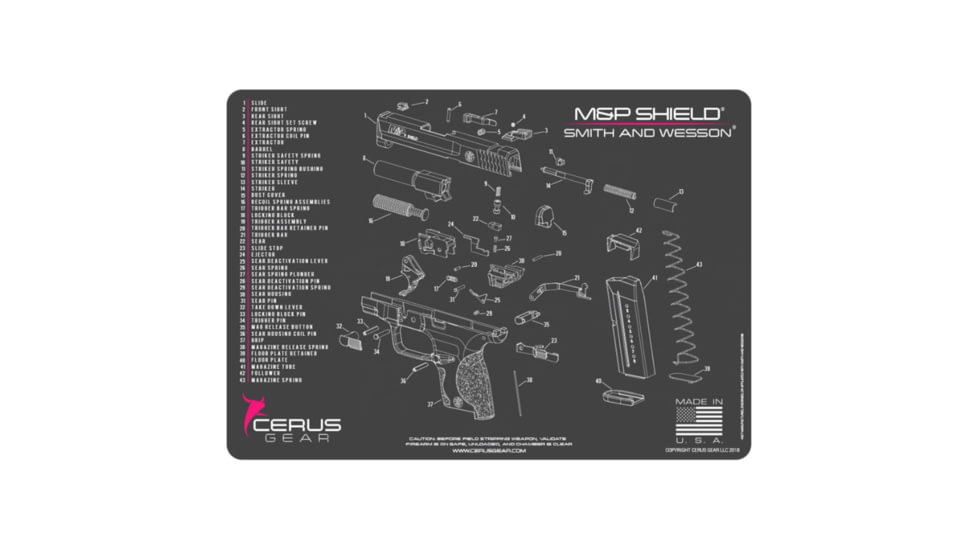 Cerus Gear 3mm Promats 12"x17" S&amp;w M&amp;p Shield Sch Char Grey, CERHMSWMPSHLDSCHPNK