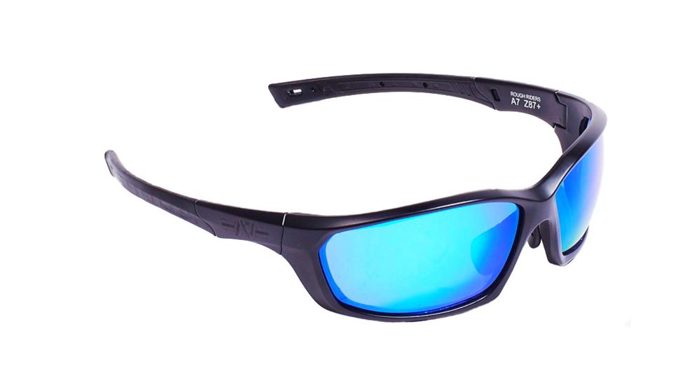 A7 Defense Rough Rider Tactical Glasses, Black, Sub-Zero Blue lenses A7RRGSB