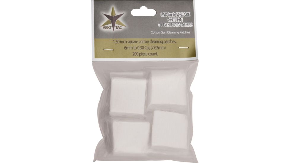 ABKT Tac Square Cleaning Patches 1.5in 6mm to 030cal, 7.62 mm 200 pc AB0052