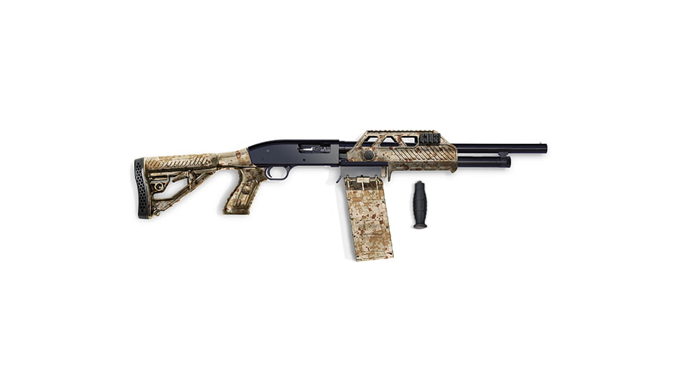 Adaptive Tactical Adjustable Stock w/ 10 Rnd Box Sidewinder Venom Magazine-fed Shotgun System- Maverick 88 12 Gauge, Desert, 12ga 10rd Box, AT-00334