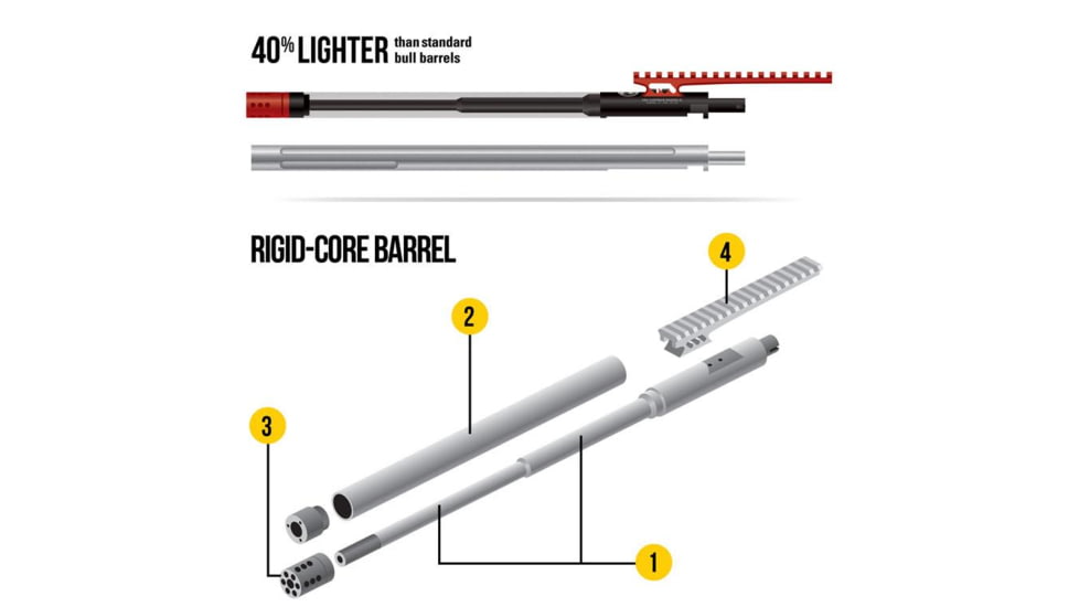Adaptive Tactical Tac-Hammer 10/22 Takedown Bull Barrel, Comp, Matches Stainless, Black/Bright, AT-07103