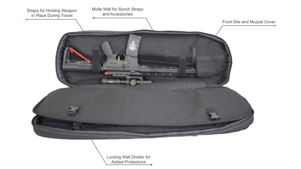 Advance Warrior Solutions Frame 36in Rifle Case w/ Backpack Strap, 600D Poly PVC, Black/Grey, FR36RBP-BL/GR