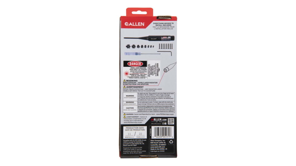 Allen 70648 X-Ring Laser Bore Sighter Made Of Black Steel For .177 To .50 Calibe