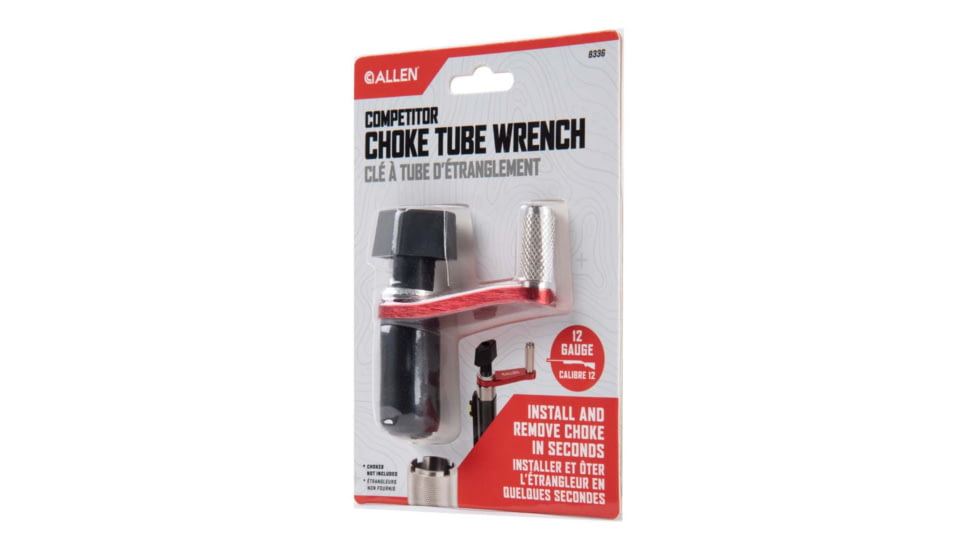 Allen Competitor 12-Gauge Choke Tube Wrench for Shotguns, Crank Style, Adjustable Diameter, Aluminum/Steel/Plastic, Black/Red, 8336