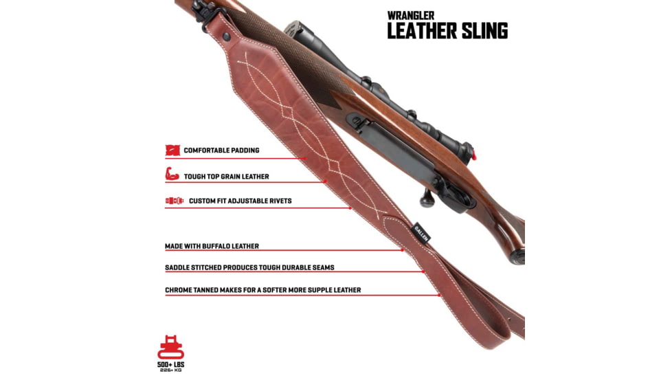 Allen Heritage Western Scallop Leather Rifle Sling, Brown, 8508