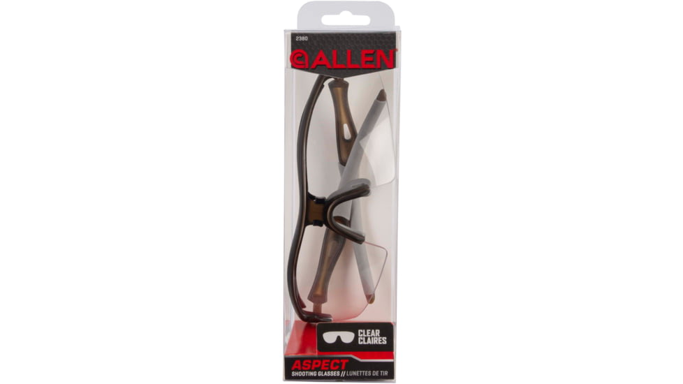 Allen Aspect Shooting Safety Glasses, Black/Gray Frame, Clear Lenses, One Size, 2380
