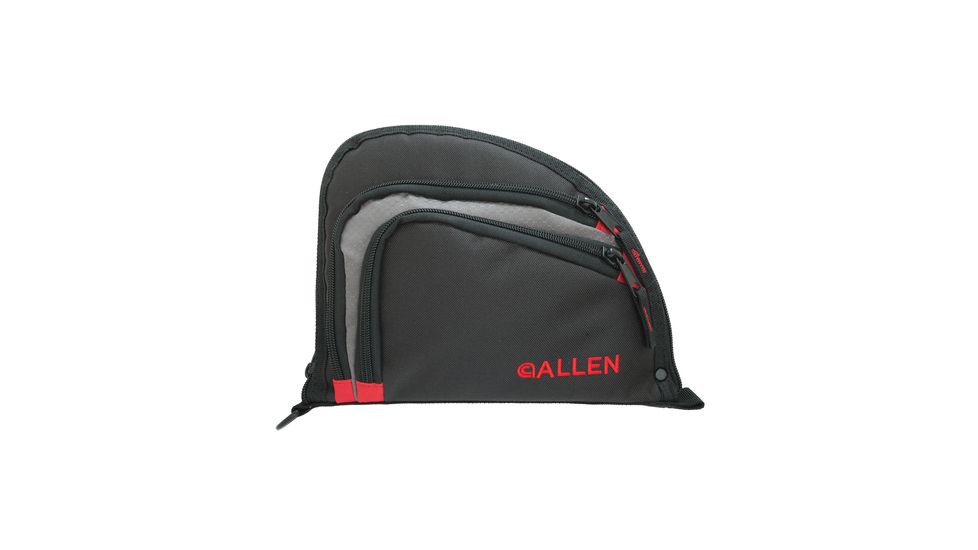Allen Auto-Fit 2-Pocket Handgun Case Measures 9.5x7.25 Inches Black/Gray/Red
