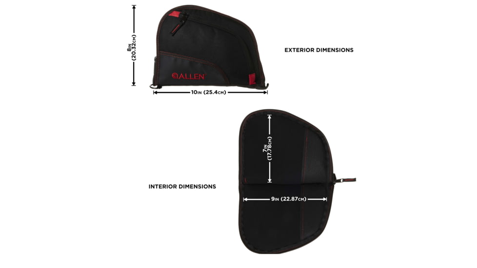Allen Auto-Fit Handgun Case, Black/Red, 9in, 7738
