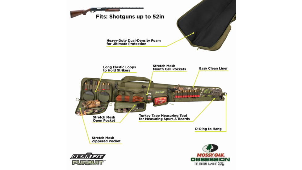 Allen Gear Fit Pursuit Shocker 52in Lockable Shotgun Case, Olive/Mossy Oak NWTF Obsession, 961-52