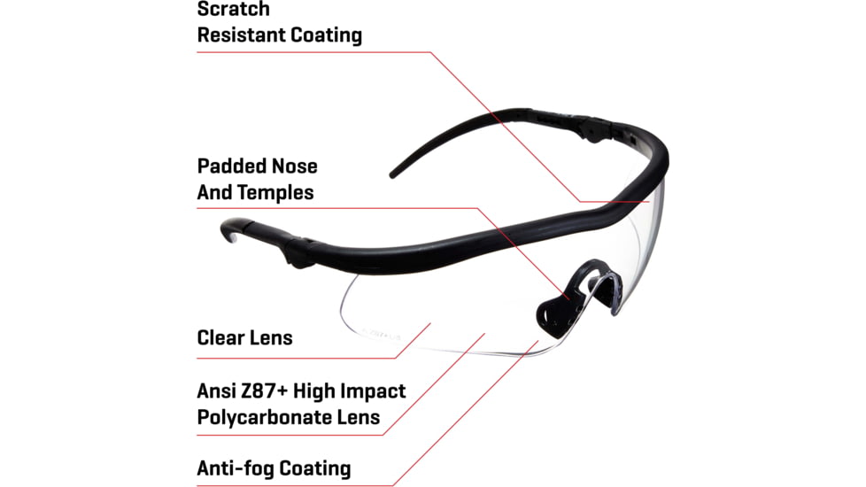 Allen Guardian Shooting Safety Glasses, Black Frame, Clear Lenses, One Size, 2384