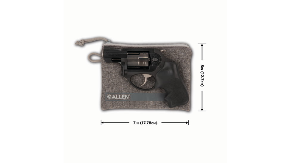 Allen Lockable Handgun Storage Pouch, Compact Size Handgun, 5 x 7in, Gray, 3625