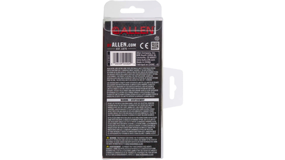 Allen Outlook Shooting Safety Glasses, Smoke Frame, Clear Lenses, One Size, 2383