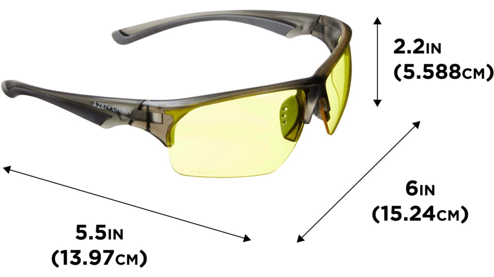 Allen Outlook Shooting Safety Glasses, Smoke Frame, Yellow Lenses, One Size, 2382