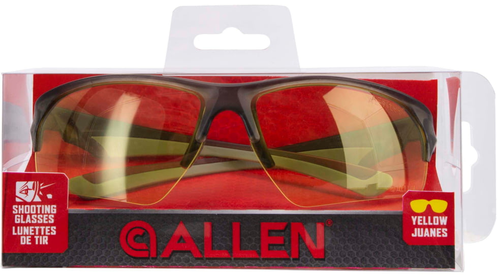 Allen Outlook Shooting Safety Glasses, Smoke Frame, Yellow Lenses, One Size, 2382