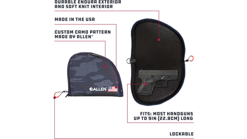 Allen Patriot Handgun Case, Red/White/Blue/Patriotic Camo, 9 in, 950-9