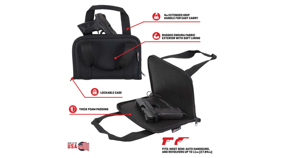 Allen Pistol Tote, Most Semi-Auto Handguns &amp; Revolvers, Black, 3640