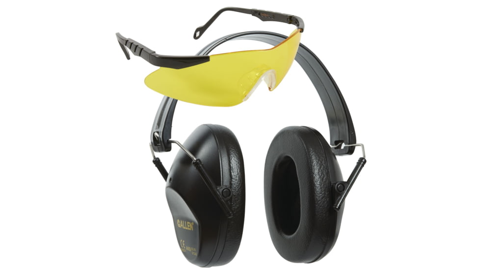Allen Reaction Lo-Profile Shooting Muff And Glasses Combo, Dark Gray/Yellow, 2316