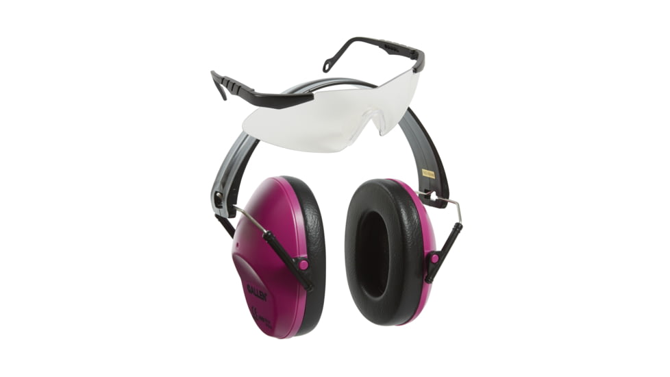 Allen Reaction Lo-Profile Shooting Muff and Glasses Combo, Adult, Orchid/Clear, 2317