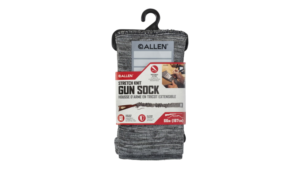 Allen Stretch Knit Gun Sock w/Writeable ID Label for Muzzleloaders and Unstrung Recurve Bows, Silicone Threated, Gray, 66 in, 13169