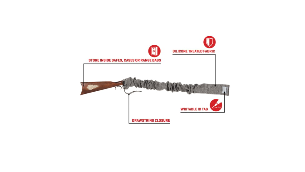 Allen Stretch Knit Gun Sock w/Writeable ID Label for Muzzleloaders and Unstrung Recurve Bows, Silicone Threated, Gray, 66 in, 13169
