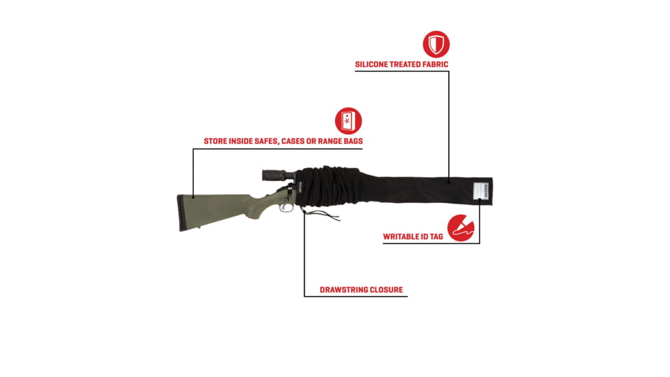 Allen Stretch Knit Gun Sock w/Writeable ID Label for Rifles with Scopes and Shotguns, Silicone Treated, Black, 52 in, 13173