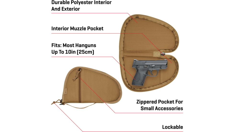 Allen Torrey Handgun Case, Coyote, 10.5 in x 6.5 in, 3613