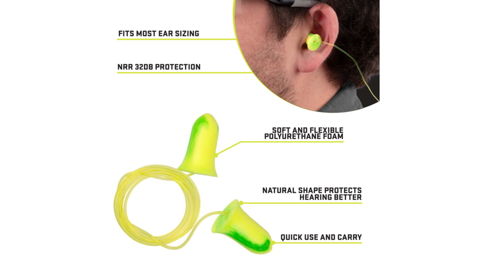 Allen ULTRX Tethered Tapered Foam Ear Plugs, 5-Pairs, Orange, 4119