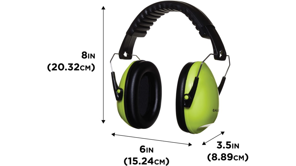Allen Youth Sound Shield Foldable Safety Earmuffs, 21 dB NRR, ANSI S3.19 &amp; CE EN352-1 Hearing Protection Rated, Black/Chartreuse, One Size, 2327