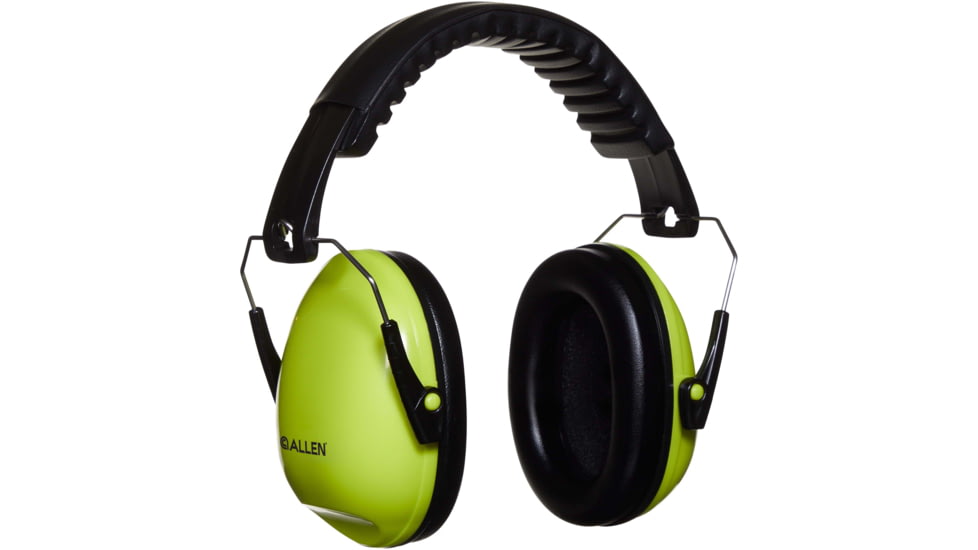 Allen Youth Sound Shield Foldable Safety Earmuffs, 21 dB NRR, ANSI S3.19 &amp; CE EN352-1 Hearing Protection Rated, Black/Chartreuse, One Size, 2327
