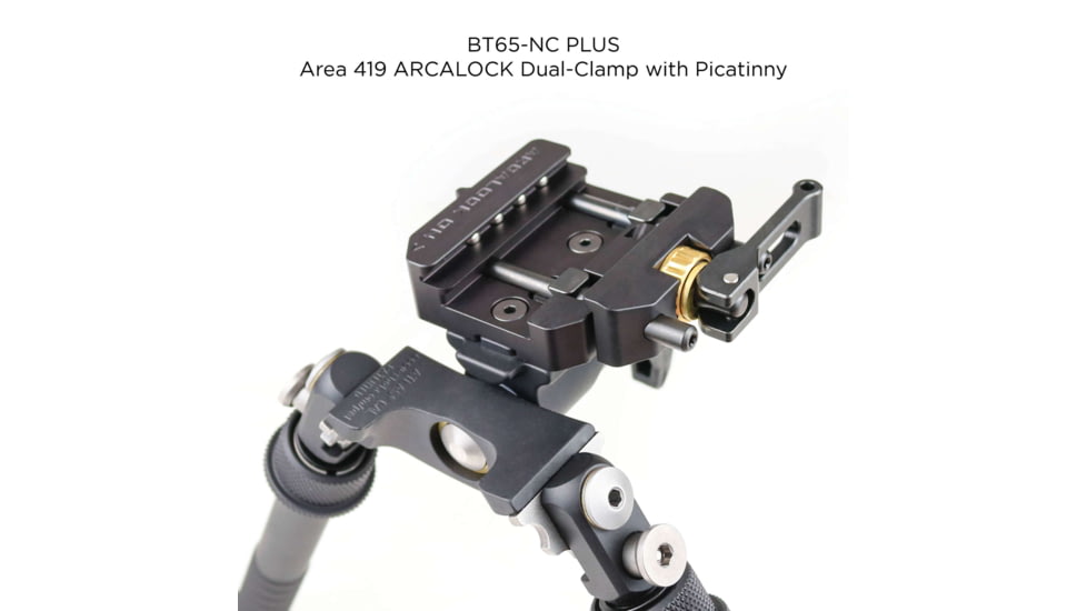Atlas CAL Gen 2 Standard Bipod, 4.8-9.2in Height Range, Area 419 ARCALOCK Clamp, Black, BT65NCPLUSA419ARCALK