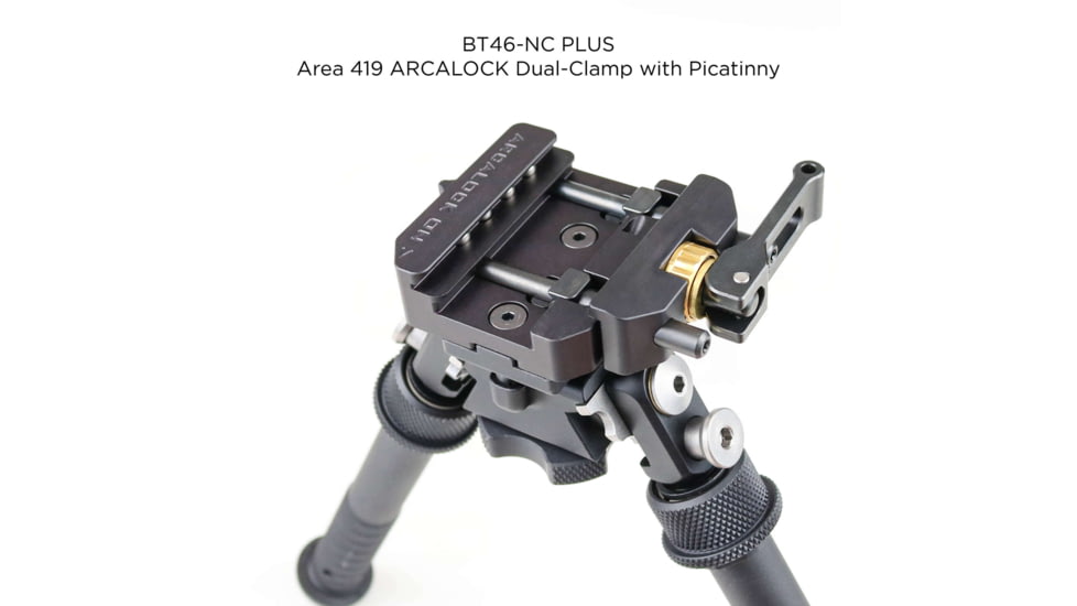 Atlas PSR Standard Bipod, 5-9.4in Height Range, Area 419 ARCALOCK Clamp, Black, BT46NCPLUSA419ARCALK