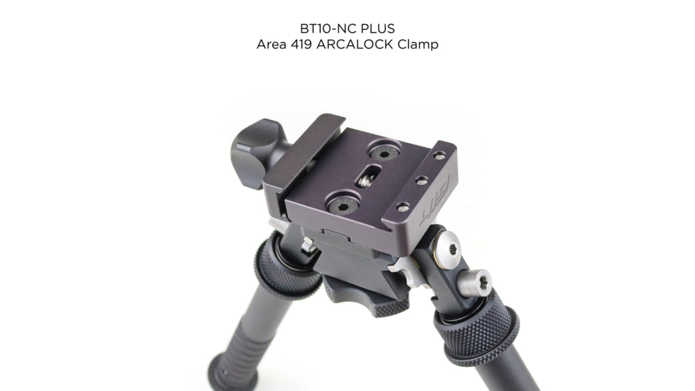 Atlas V8 Bipod, 5-9.4in Height Range, Area 419 ARCALOCK Clamp, Black, BT10NCPLUSA419ARCALK