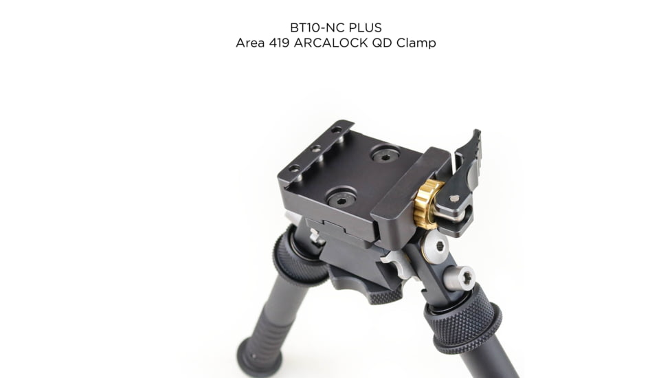 Atlas V8 Bipod, 5-9.4in Height Range, Area 419 ARCALOCK Clamp, Black, BT10NCPLUSA419ARCALK