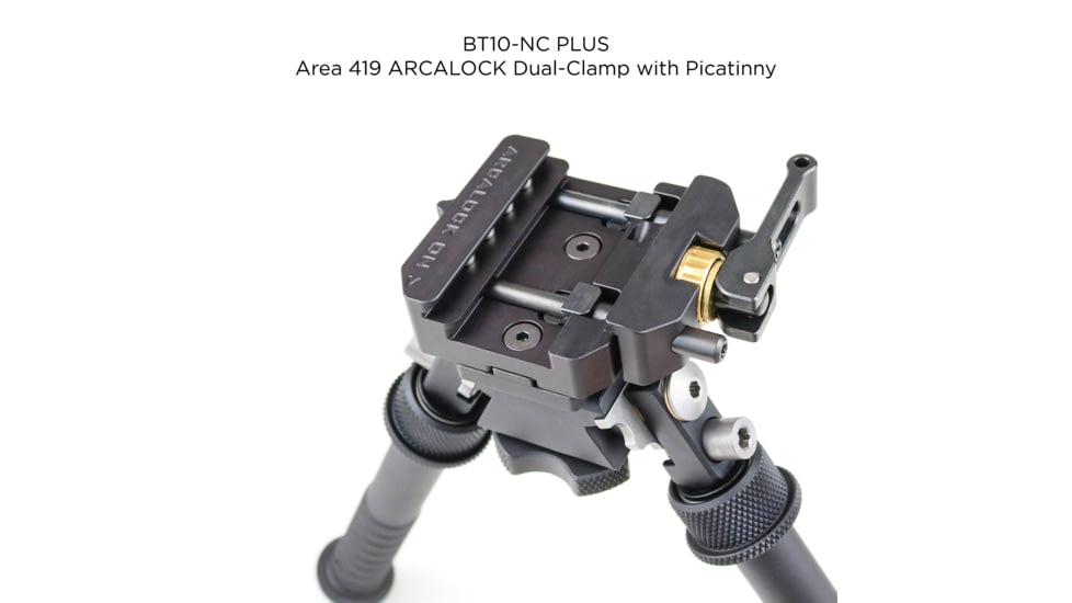 Atlas V8 Bipod, 5-9.4in Height Range, Area 419 ARCALOCK Clamp, Black, BT10NCPLUSA419ARCALK