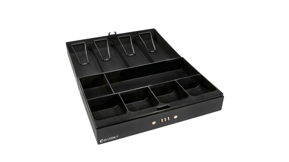Barska 12in. Cash Box, 6 Compartment Tray, Money Clip, Open CB11794