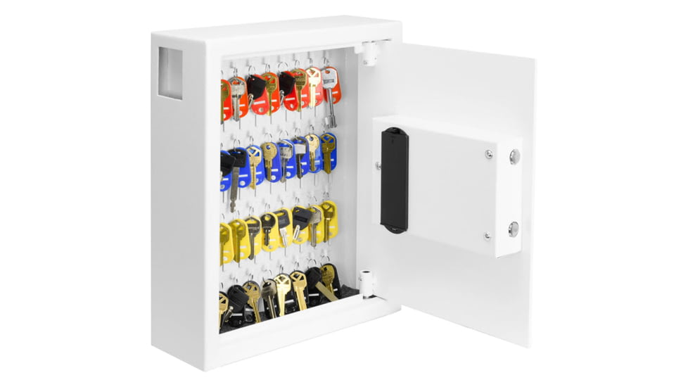 Barska 40 Capacity Fixed Position Key Cabinet Digital Keypad Wall Safe, White, Small, AX13964
