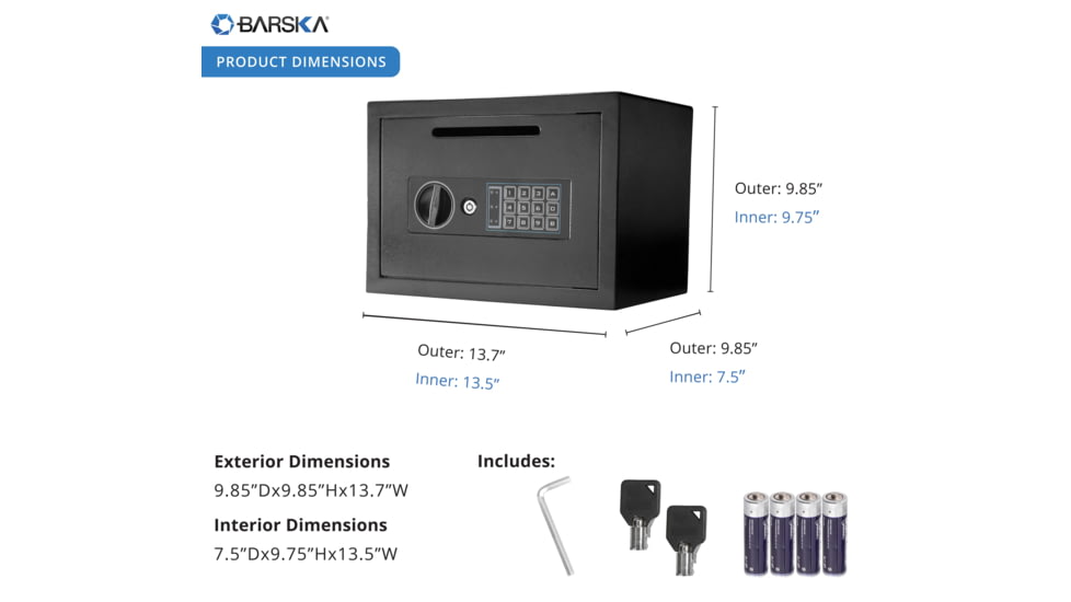 Barska Compact Keypad Depository Safe, Black AX11934
