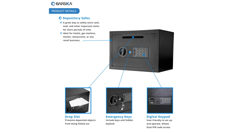 Barska Compact Keypad Depository Safe, Black AX11934